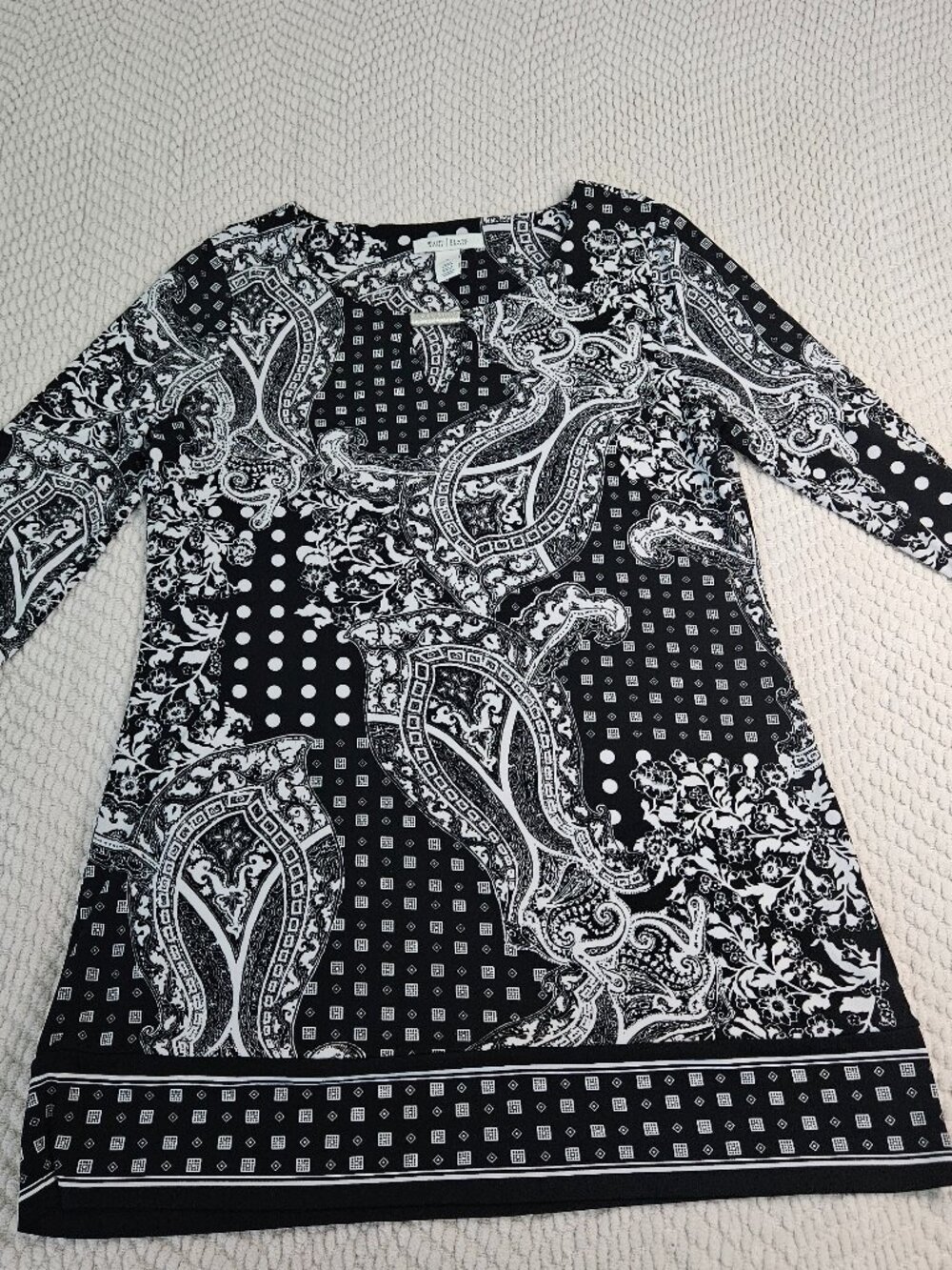 White House Black Market Women's Black Paisley Shift Dress Polyester Size M